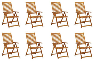 vidaXL Patio Folding Chairs 8 Pcs Camping Garden Lawn Chair Solid Wood Acacia