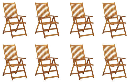 vidaXL Patio Folding Chairs 8 Pcs Camping Garden Lawn Chair Solid Wood Acacia