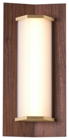 Penna 16 LED Sconce, Bright White, Distressed Brass/Dark Stained Walnut, 120v