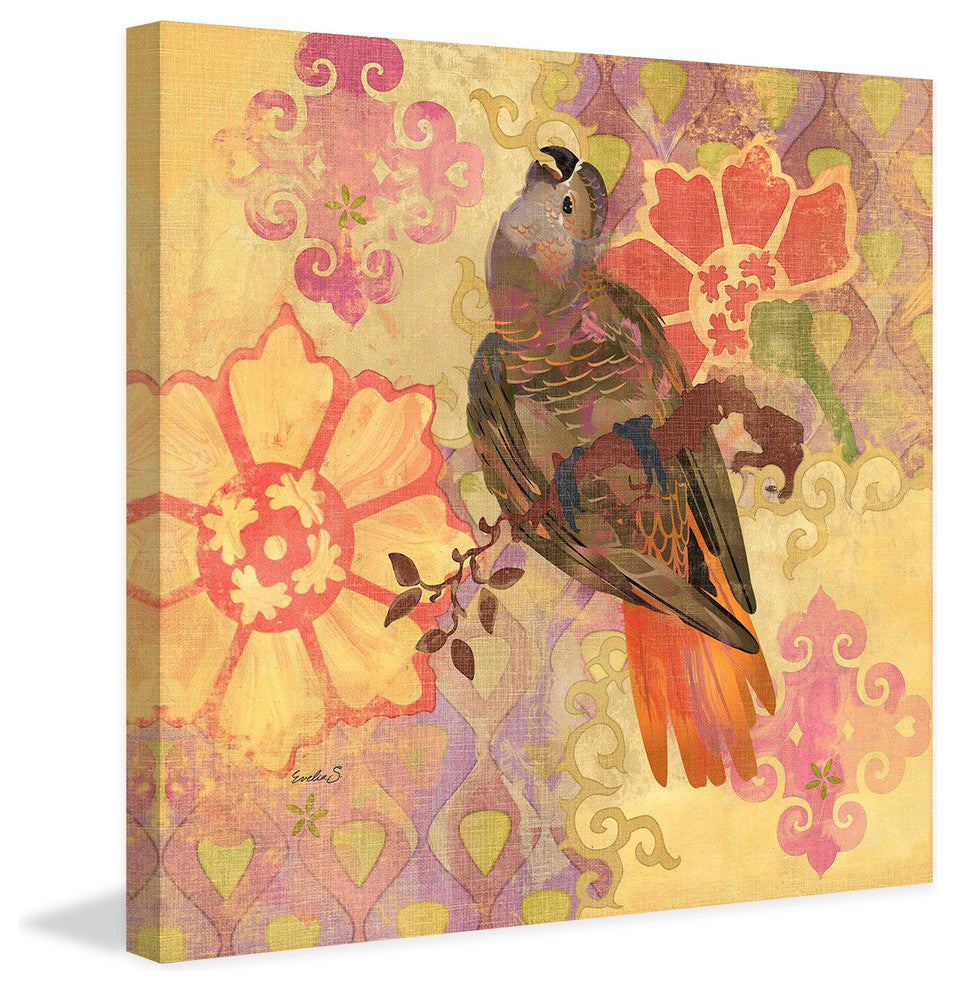 "Parrots of Barcelona" Painting Print on Canvas by Evelia