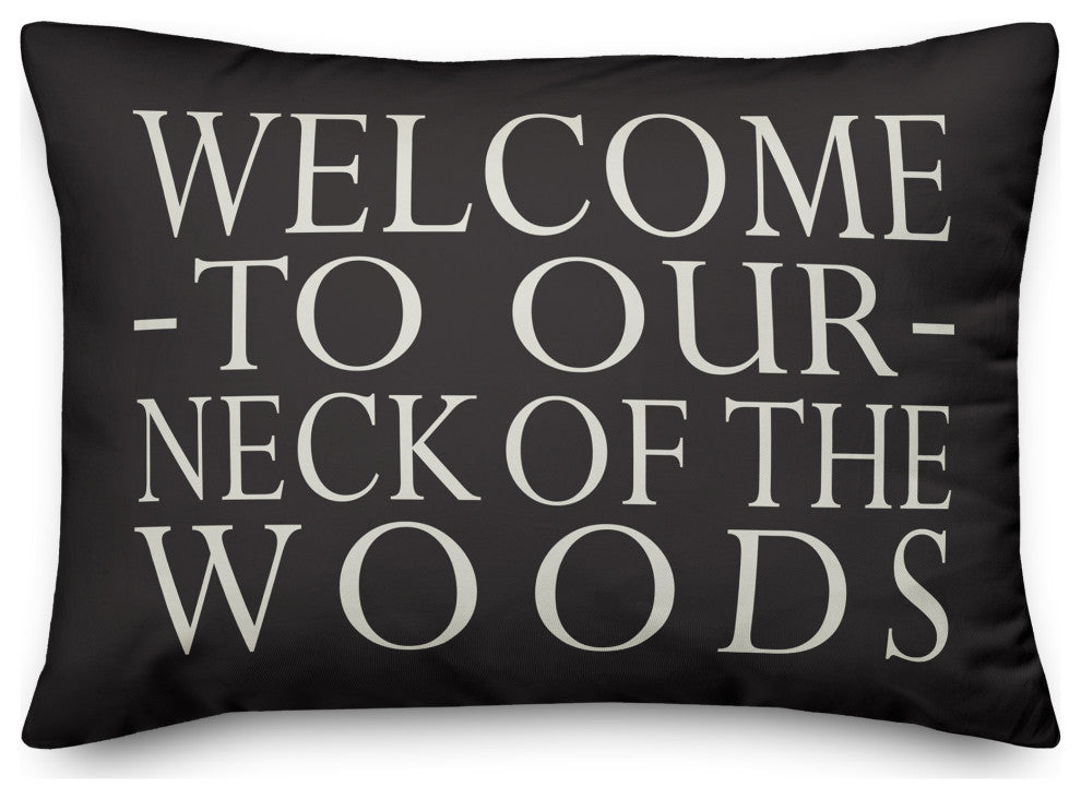 Welcome on Black 14x20 Indoor/Outdoor Pillow