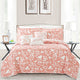 Birdsong 6-Piece Bed Spread Set, Coral, King, 102"x90"
