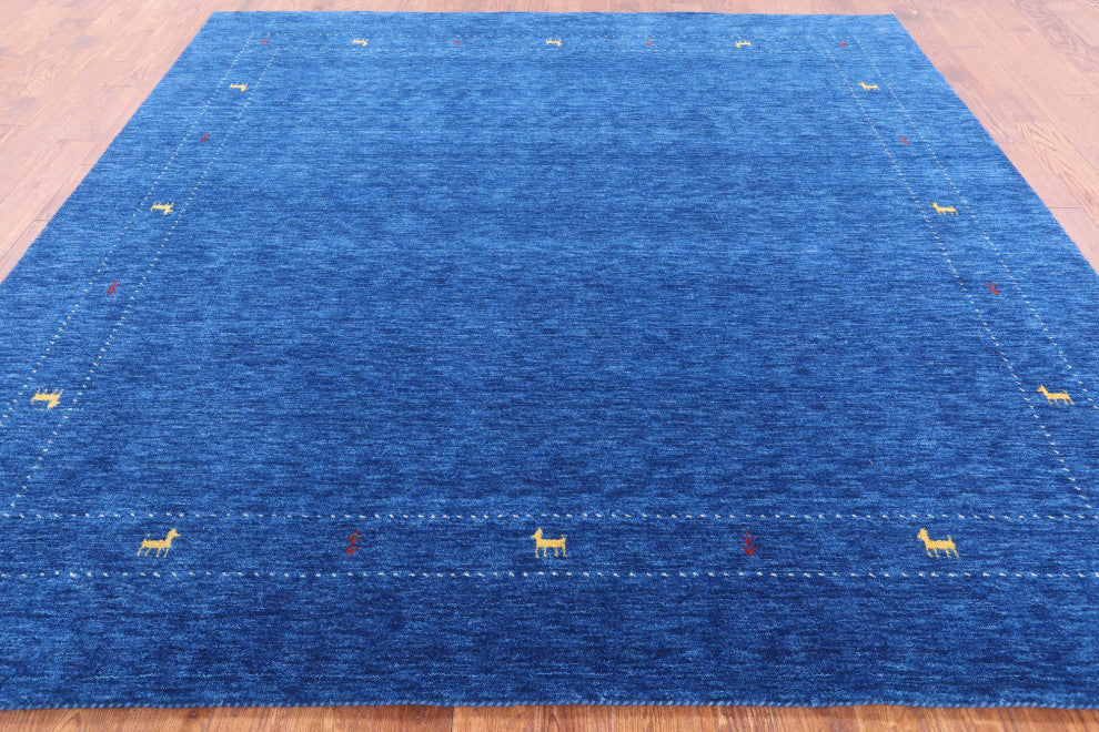 9' Square Persian Gabbeh Hand Knotted Wool Rug Q4347