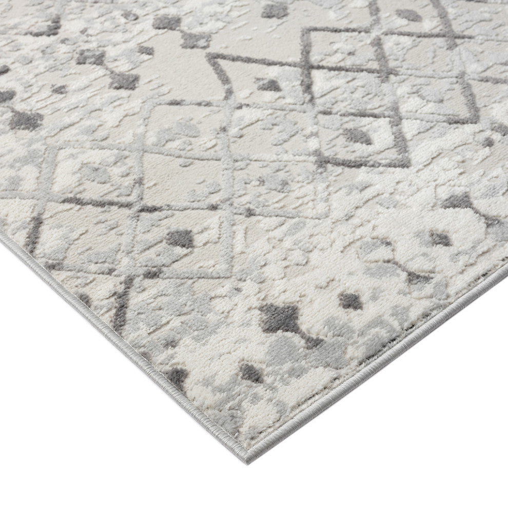Hannah Moroccan Area Rug/Runner, Cream White, 5' x 7'