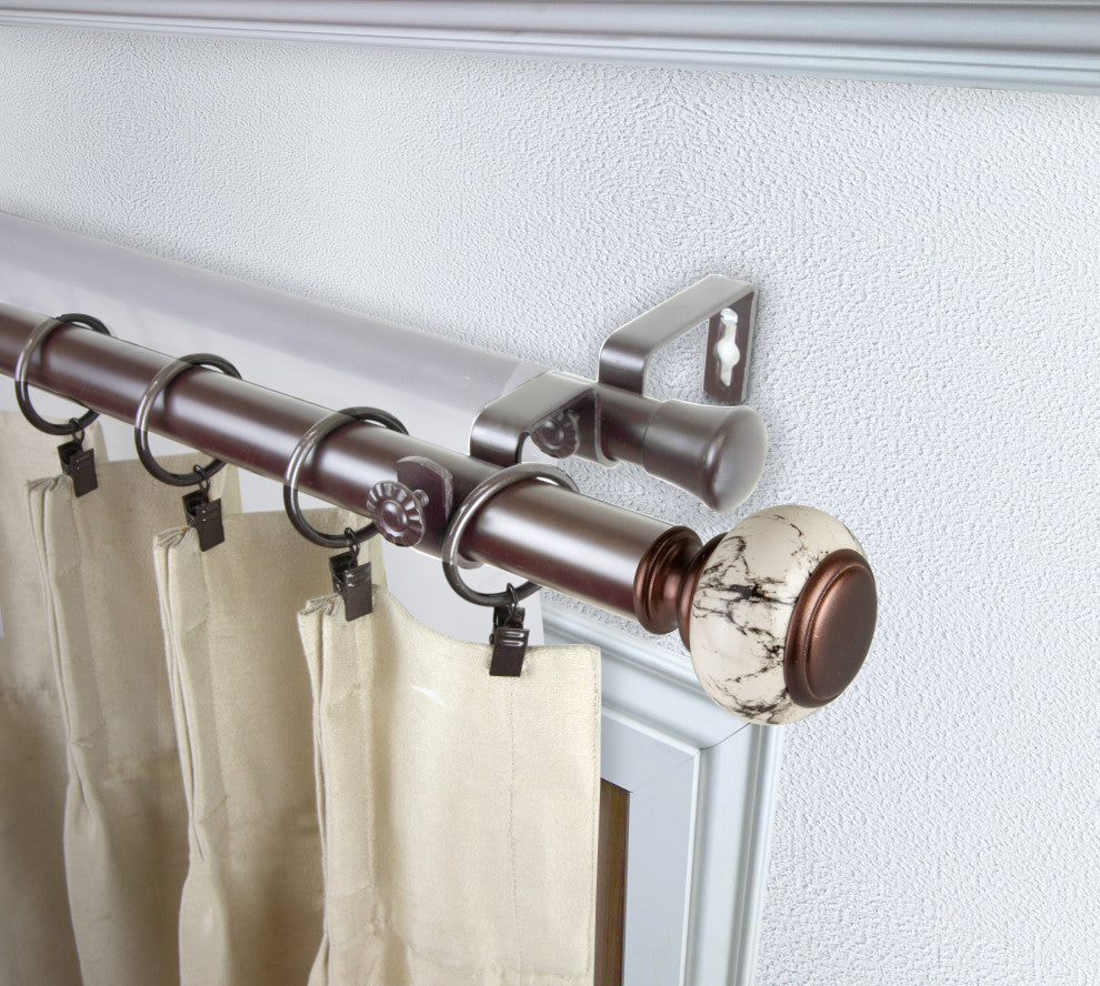 Everly 1" Diameter Double Curtain Rod, Bronze, 120-170"