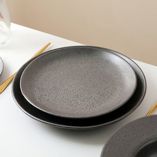 Stone Lain Valencia Porcelain 32 Piece Dinnerware Set, Metallic Grey