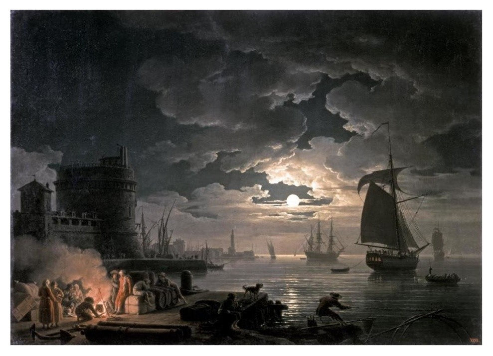 "Harbor of Palermo" Digital Paper Print by Claude-Joseph Vernet, 38"x28"