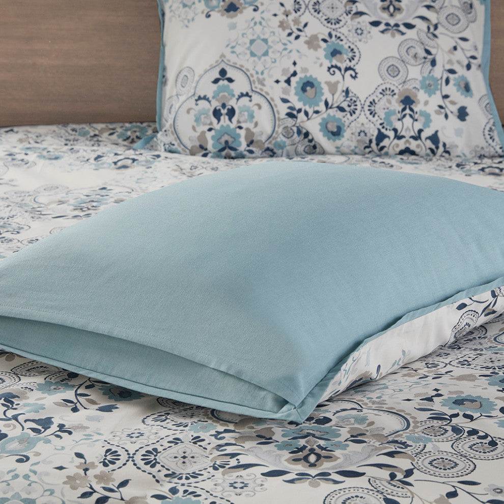 Madison Park Brielle 3 Piece Floral Printed Cotton Duvet Cover Set