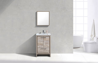 KubeBath Dolce 24" Bathroom Vanity, White Quartz Countertop, High Gloss White, N