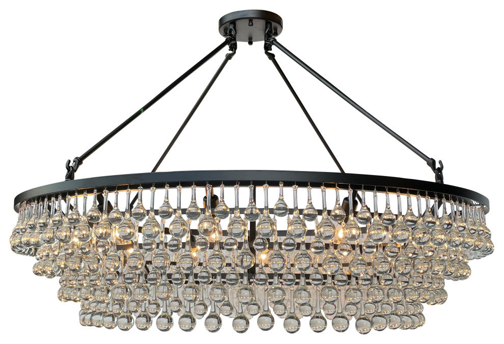 Celeste XL Crystal Chandelier, Hanging or Flush mount, Black