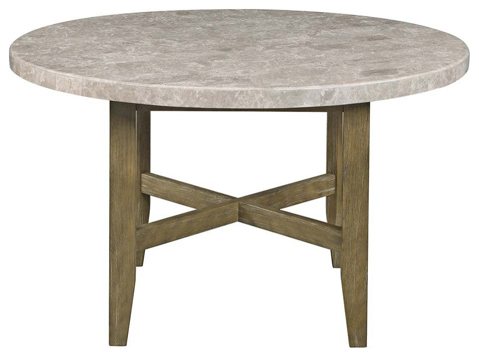 Karsen Dining Table With Marble Top, Natural Marble Top & Rustic Oak Finish