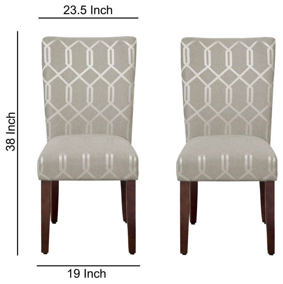 Benzara BM195012 Wooden Parson Dining Chairs, Gray, Set of 2