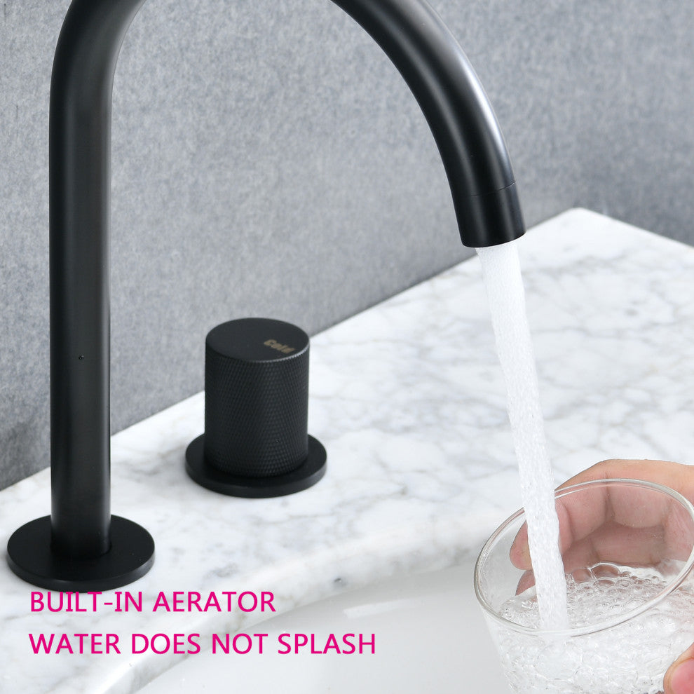 Two Handles Widespread 8" Bathroom Faucet, Matte Black