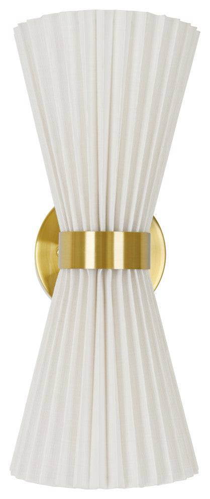 Beacon Lighting Amore Pleated Wall Bracket, Brass With White Linen Shade, 2 Light