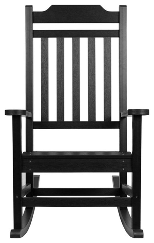 Flash Furniture Winston All-Weather Patio Rocking Chair in Black (Set of 2)