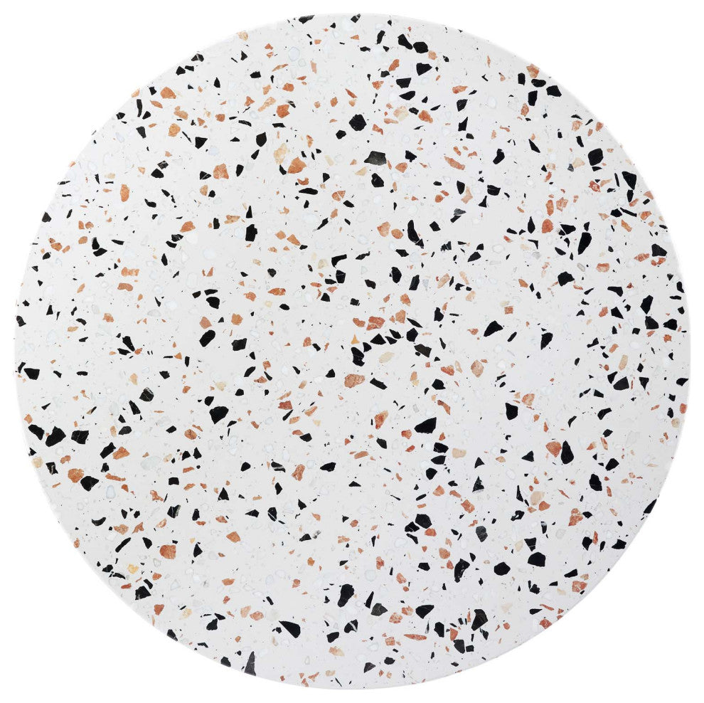 36" Dining Table, Round, White Gold, Metal, Modern, Cafe Bistro Hospitality