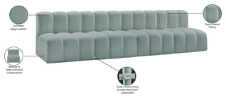 Arc Vegan Leather Upholstered 4-Pc. Modular Sofa, Green