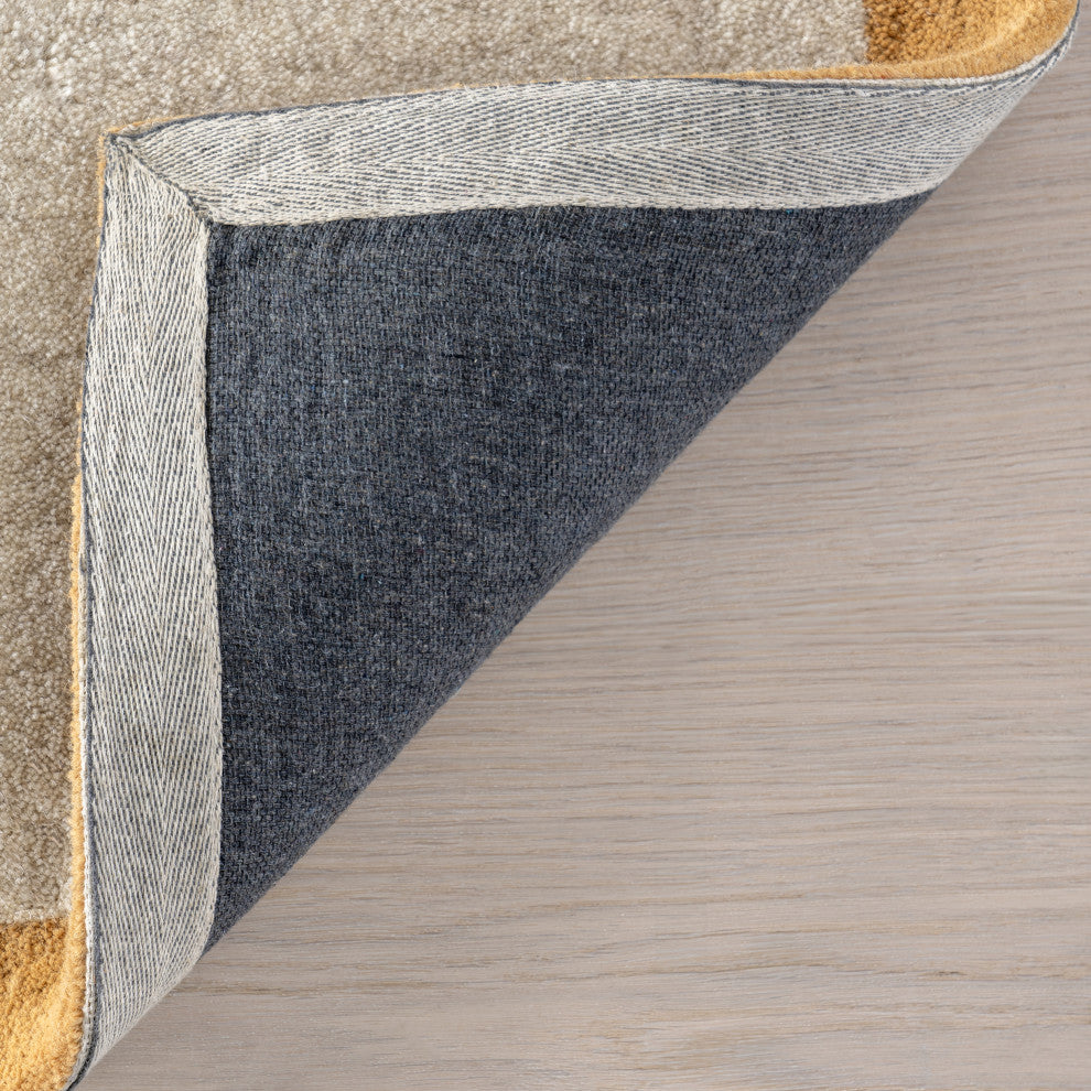 Grace Bordered Wool Area Rug, Golden Yellow 2' 6" x 8'