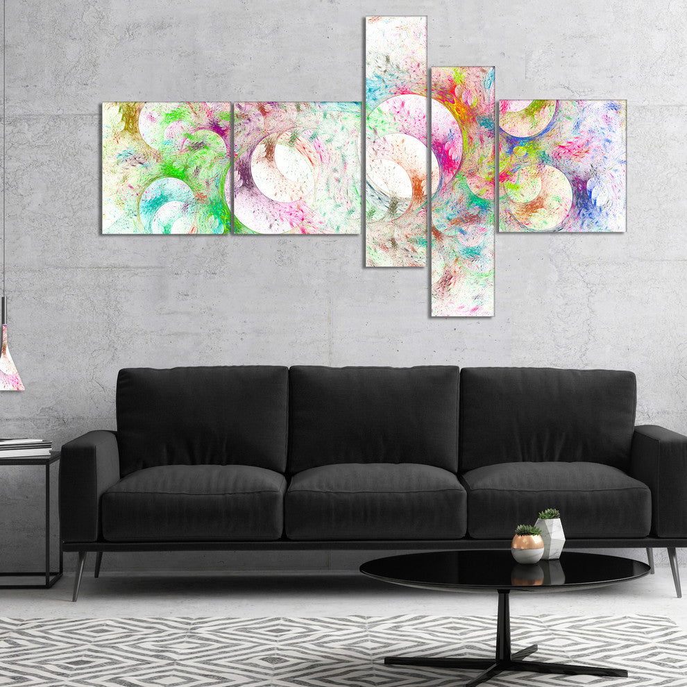 Snow Fractal Ornamental Glass, Abstract Canvas Art Print, 60"x32", 5 panels
