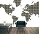 Studio Map Mural, Black and Yellow Plaid, Peel and Stick, 1 Panel, 74"x36"