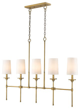 Emily Five Light Chandelier, Rubbed Brass
