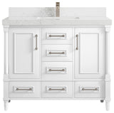 Aberdeen 42 Single Sink Bath Vanity in White 2" Empira Quartz