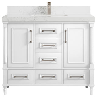 Aberdeen 42 Single Sink Bath Vanity in White 2" Empira Quartz