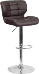 Estella Lyla Mid-Back Tufted Brown Vinyl Swivel Adjustable Barstool