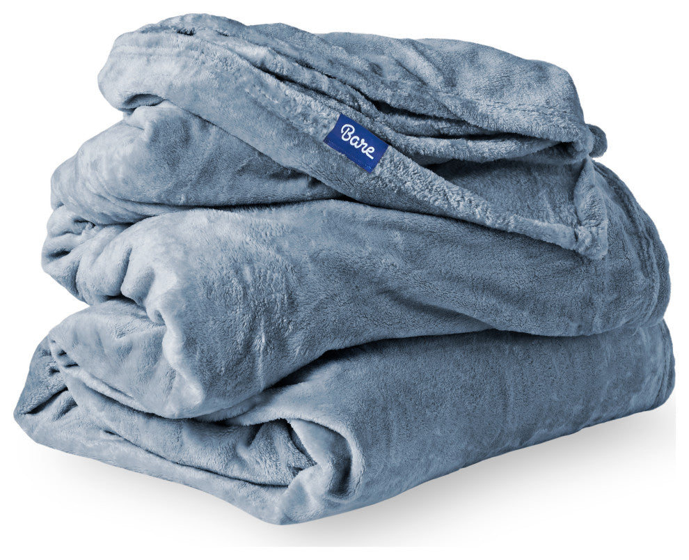 Bare Home Microplush Fleece Blanket, Coronet Blue, Full/Queen