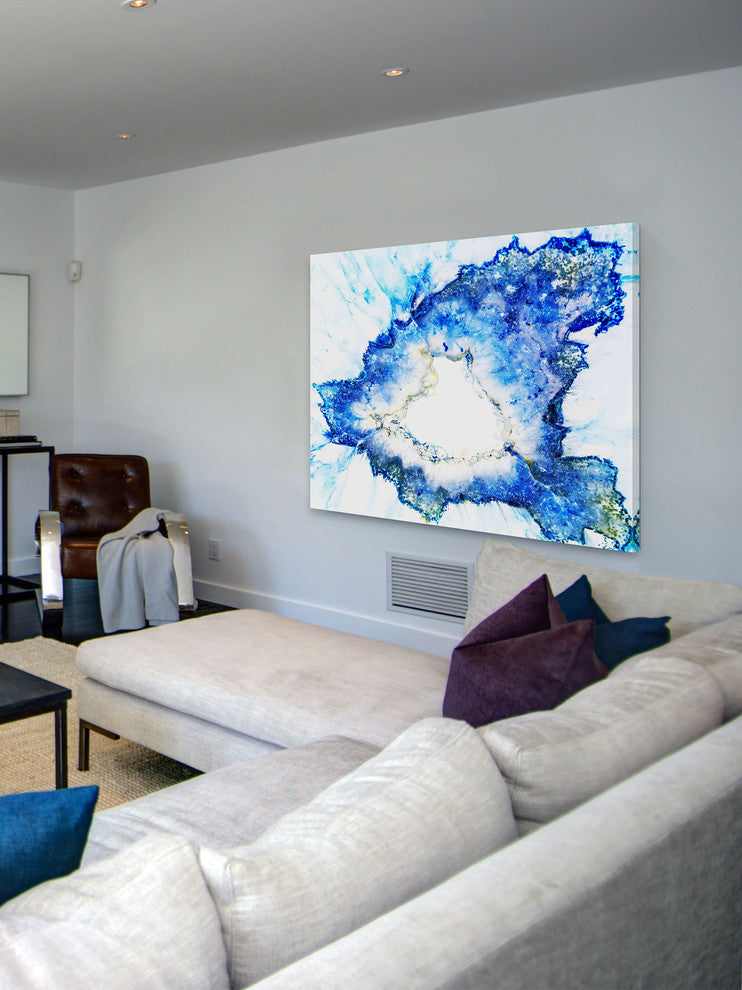 "Blue Splash" Painting Print, Wrapped Canvas, 30"x20"
