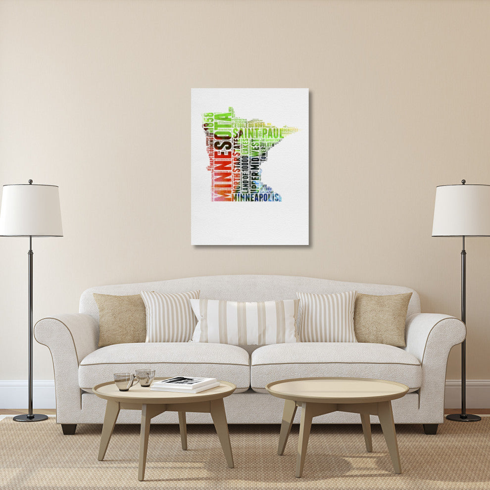 "Minnesota Watercolor Word Cloud" Fine Art Print