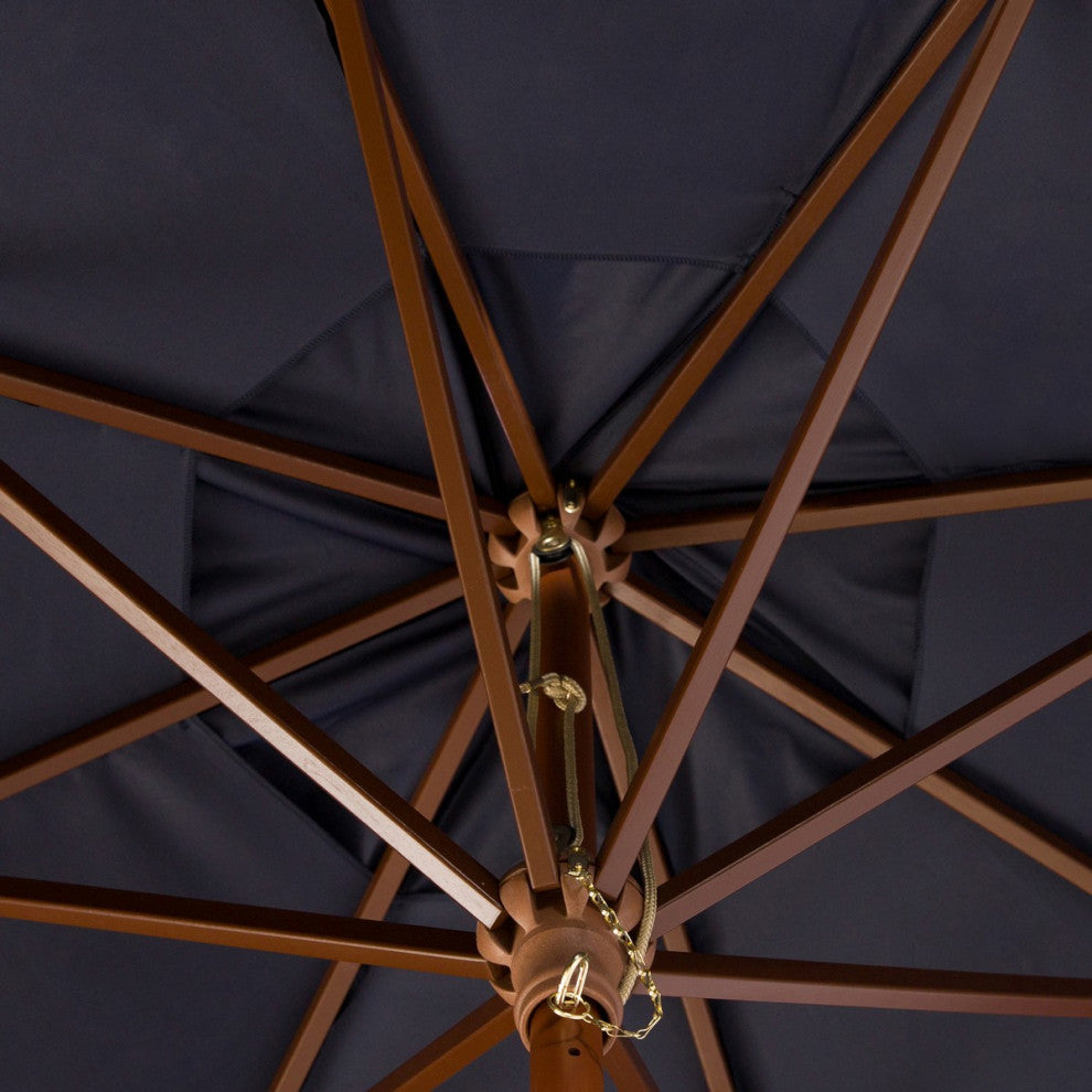 Safavieh Cannes 11 Ft Wood Umbrella, Navy