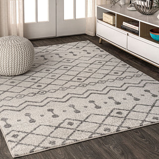Aksil Moroccan Beni Souk Area Rug, Cream/Gray, 3 X 5