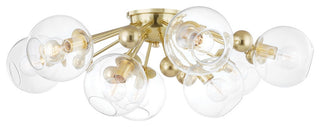 Abbott 9-Light Semi-Flush Aged Brass Finish Clear Glass