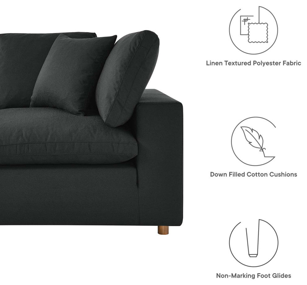 Commix Down Filled Overstuffed 2-Piece Sectional Sofa Set, Black