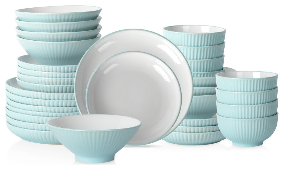 Christian Siriano Lustra Stoneware 32 Piece Dinnerware Set, Teal