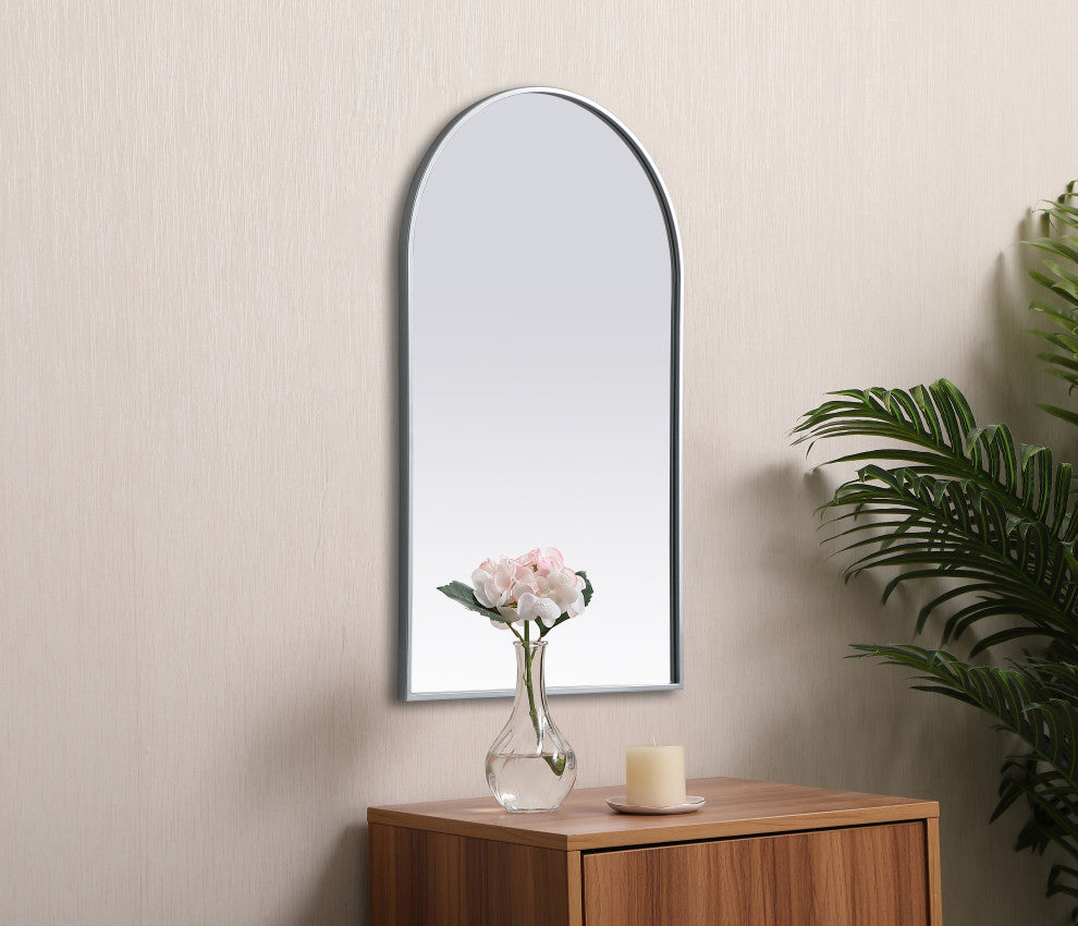 Metal Frame Arch Mirror 24X40 Inch, Silver