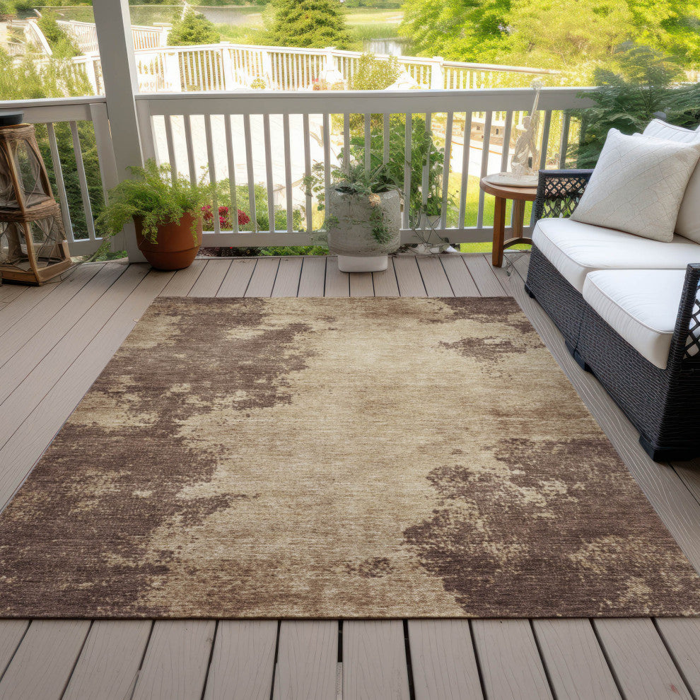 Machine Washable Indoor/Outdoor Chantille ACN1902 Brown 5' x 7'6" Rug