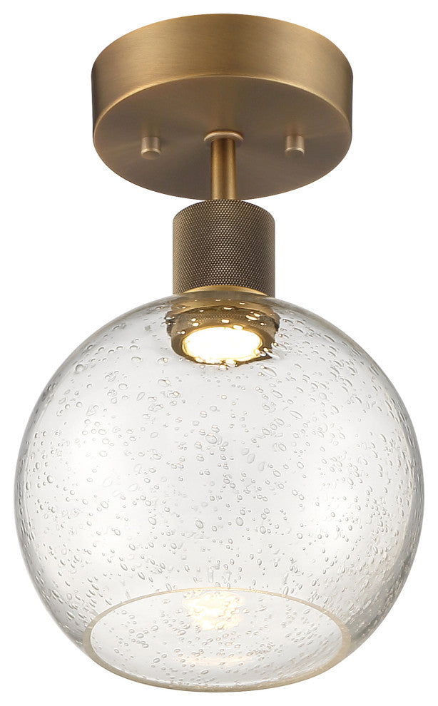 Access Port Nine 1-Light Burgundy LED Semi-Flush Brushed Brass