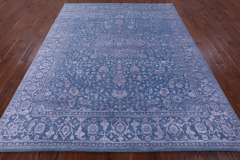 Persian Heriz Serapi Wool & Silk Hand Knotted Rug 8' 2" X 10' 1" - Q13694
