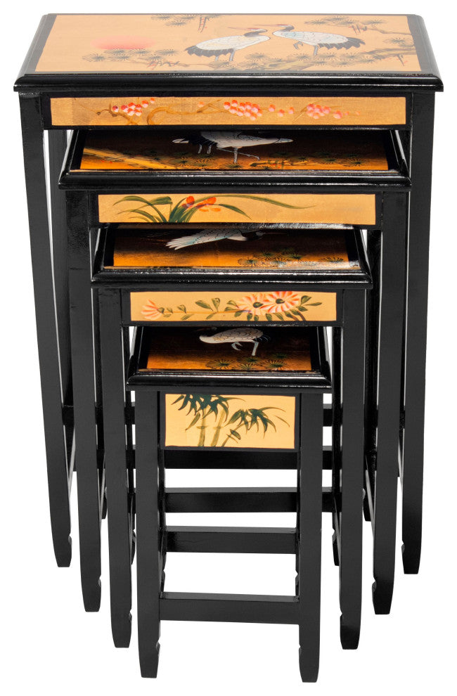 Gold Lacquer Nesting Tables Cranes