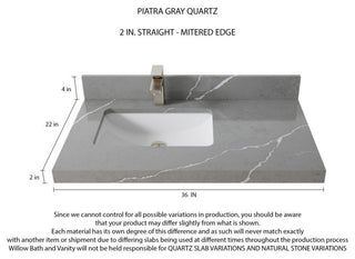 Pasadena 36 Left Offset  Bath Vanity in Light Natural Teak 2" Piatra Gray
