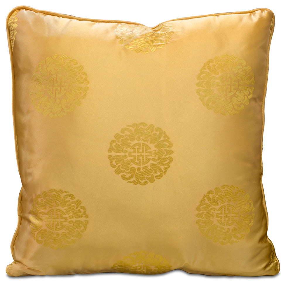 Silk Pillow, Longevity Symbol, Gold