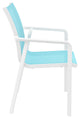 Pacific Sling Arm Chair, Set of 2, White Frame/Turquiose Sling