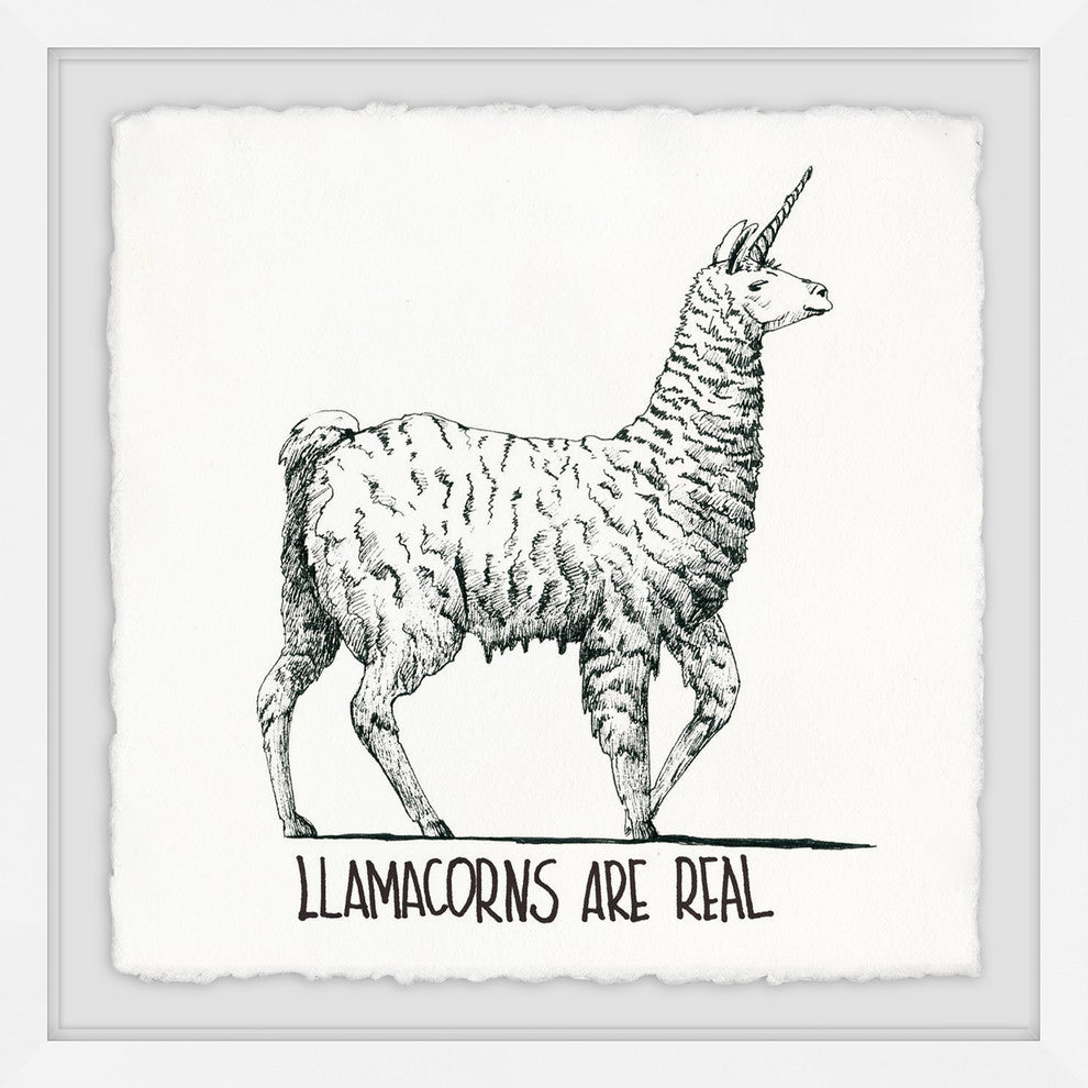"Llamacorns Are Real" Framed Painting Print, 32"x32"