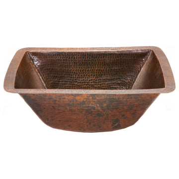 BRECDB2 Rectangle 16 Gauge Hammered  Copper Prep Sink