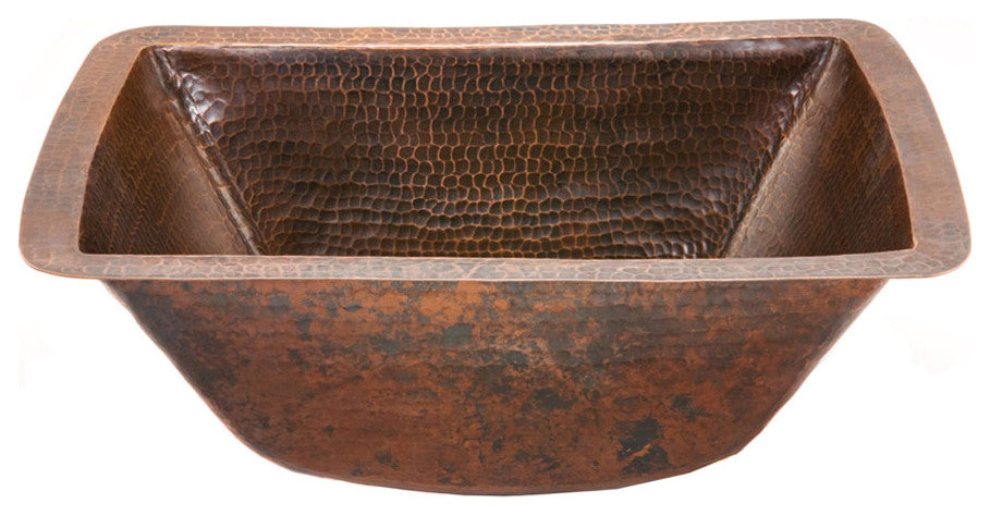 BRECDB2 Rectangle 16 Gauge Hammered  Copper Prep Sink