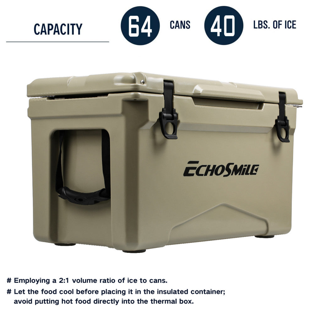 EchoSmile 40 qt. Rotomolded Cooler, Khaki