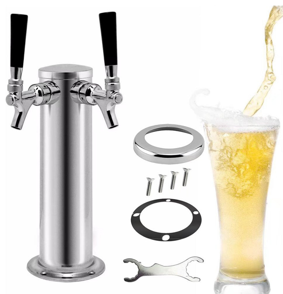 Modern Dual Faucet Stainless Steel Beer Dispenser