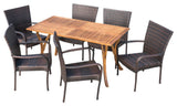 GDF Studio 7-Piece Yolanda Outdoor Acacia Wood/Wicker Dining Set